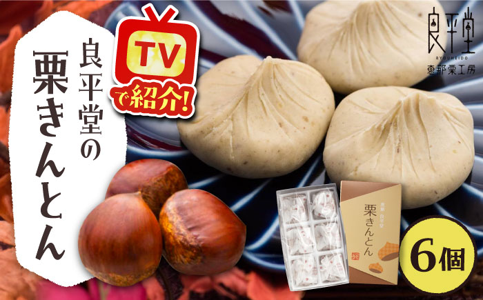 【カーボンオフセット対象】栗きんとん6個 / 栗 くり 栗きんとん くりきんとん 和菓子 スイーツ / 恵那市 / 良平堂 [AUDB014]