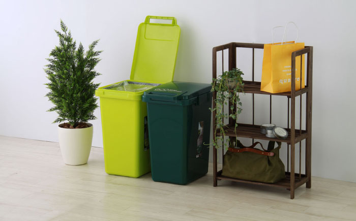 ごみ箱 連結 45L グリーン 2個組 / ダストボックス シンプル リビング / 恵那市 / 東谷株式会社 明智流通センター [AUAD058]