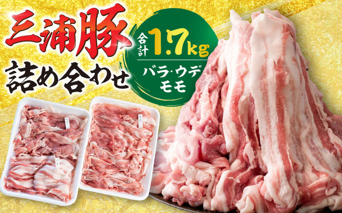 特盛三浦豚 1.7kg 豚肉セット バラ ウデ モモ 国産 ポーク 大容量 恵那市 / あづま精肉店 [AUDL001]