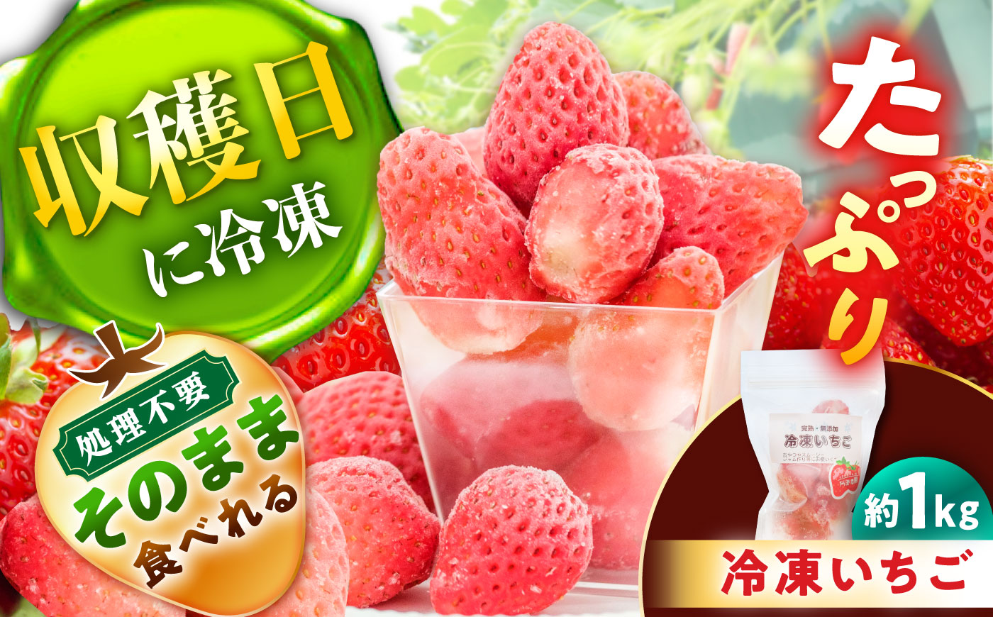 冷凍いちご 1kg / 苺 いちご 冷凍 1キロ 冷凍いちご / 恵那市 / 阿部農園 [AUGA013]