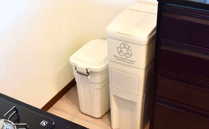 トラッシュカン ゴミ箱 ふた付き 30L ホワイト 2個組 / ダストボックス ゴミ箱 ごみ箱 / 恵那市 / 東谷株式会社 明智流通センター [AUAD069]