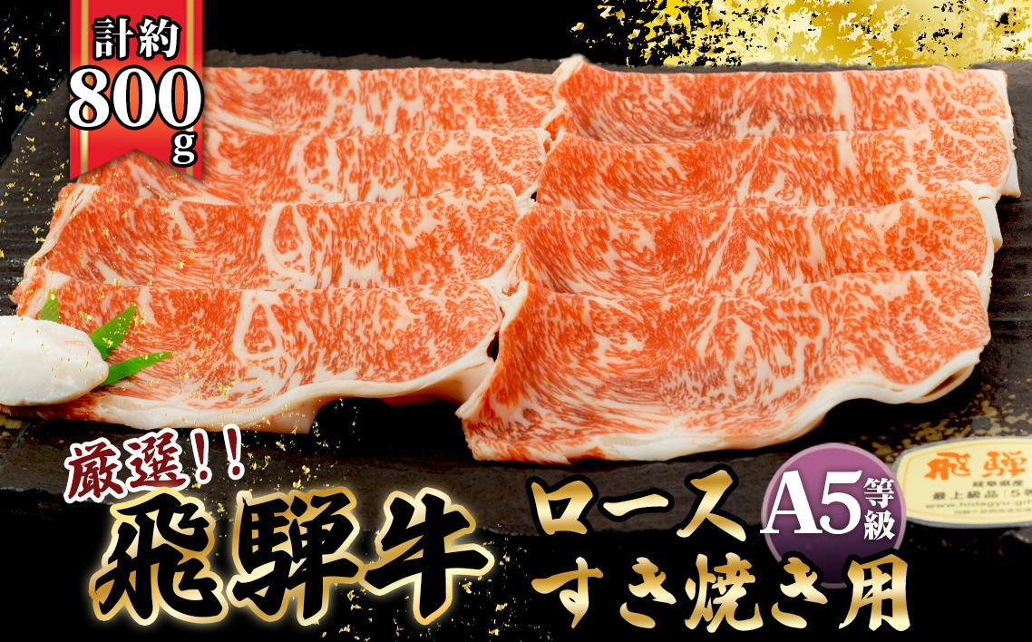 店主こだわり雌牛 飛騨牛A5等級　ロース　すき焼き用　約800g [No.066]