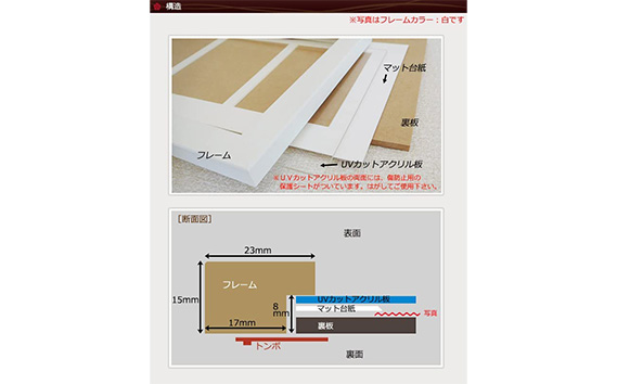 写真額 黒 L判スクエア8枚飾り用 UVカットアクリル板仕様 [No.707]