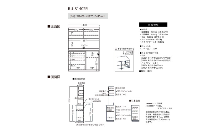 キッチンボードRU-S1402R [No.1014]