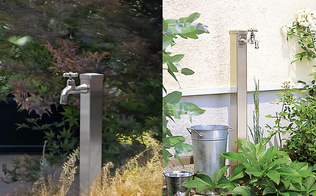 ステンレス水栓柱角型60×900 G206-S60K 水生活製作所 [No.1155] ／ 角型水栓柱 屋外水栓 ガーデン水栓 外構設備 庭づくり エクステリア モダンデザイン 和風庭園 洋風ガーデン 散水用 手洗い場 ペット足洗い サビに強い メンテナンス簡単 施主支給 住宅設備 岐阜県