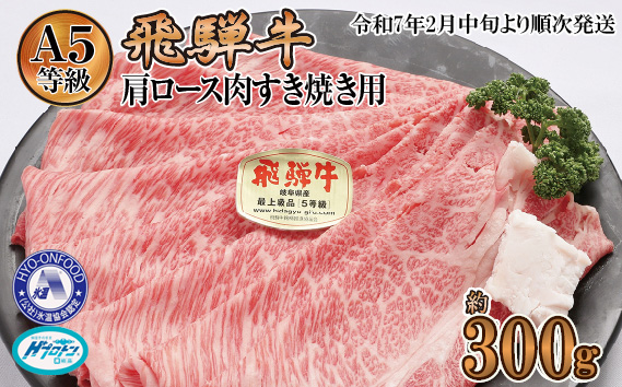 約300g肩ロース肉すき焼き【令和7年2月中旬より順次発送】　氷温（R）熟成　飛騨牛A5等級　プロトン凍結 ［No.1034］