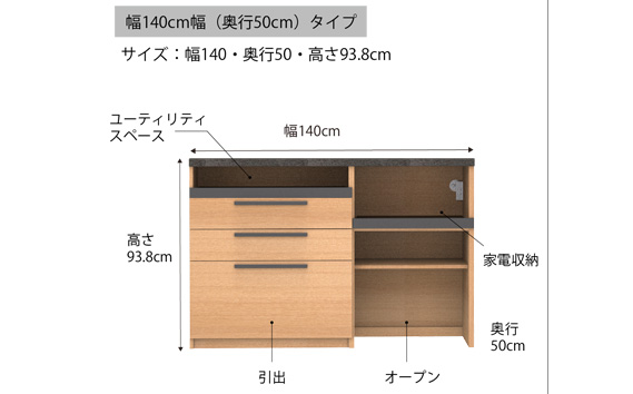 食器棚 カップボード 組立設置 SY-1400Rカウンター [No.592]