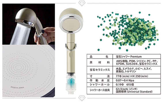 シャワーヘッド　宝石シャワー プレミアム 【メタリックピンク】 [No.888-03]