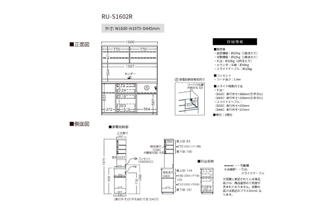 キッチンボードRU-S1602R [No.1016]