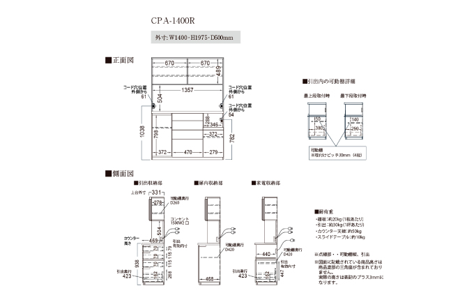 キッチンボードCPA-1400R [No.866]
