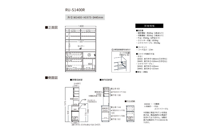 キッチンボードRU-S1400R [No.1018]