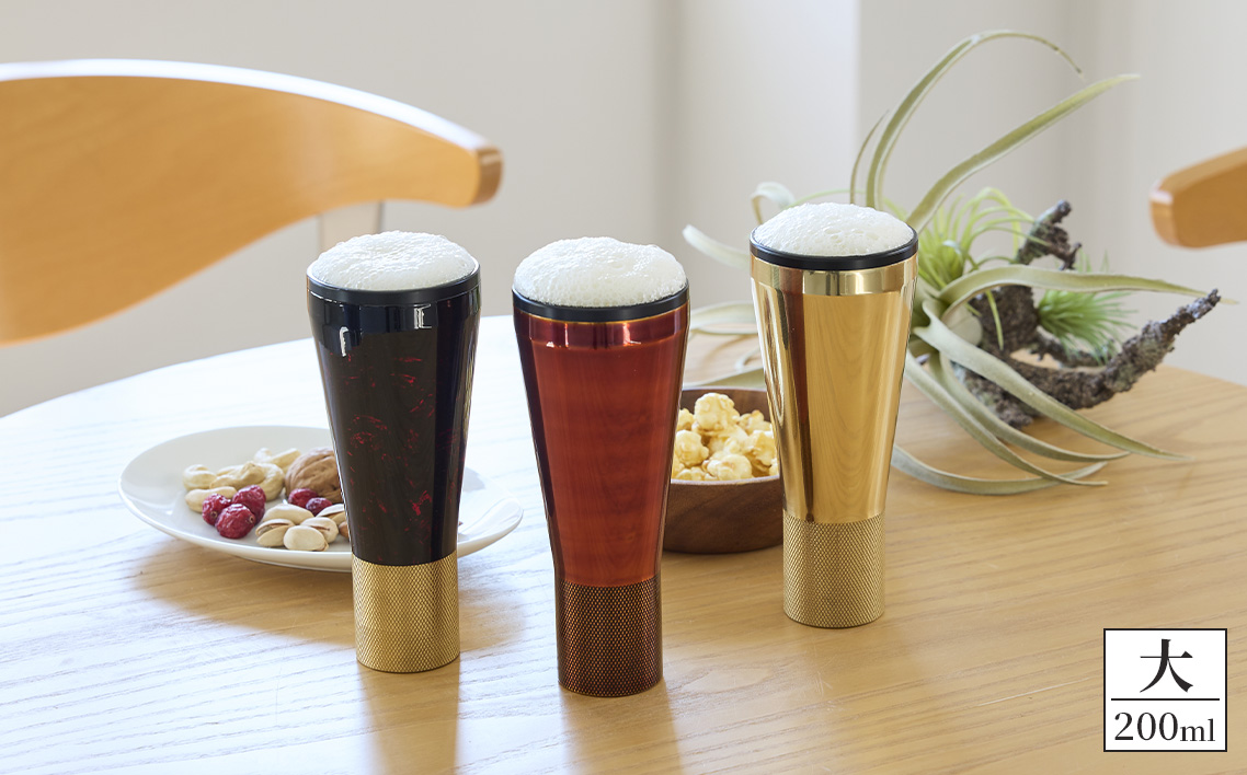 真鍮製 タンブラー 大 【ラップ塗装】 [No.1162-03] ／ 真鍮タンブラー ラップ塗装タンブラー 真鍮グラス 二重構造タンブラー 金属タンブラー 日本製タンブラー ビールタンブラー お酒グラス ウイスキーグラス 焼酎グラス 晩酌グラス 家飲みグッズ 高級感グラス 職人仕上げ ハンドメイドグラス 個性派グラス 大人ギフト インテリアグラス 岐阜県