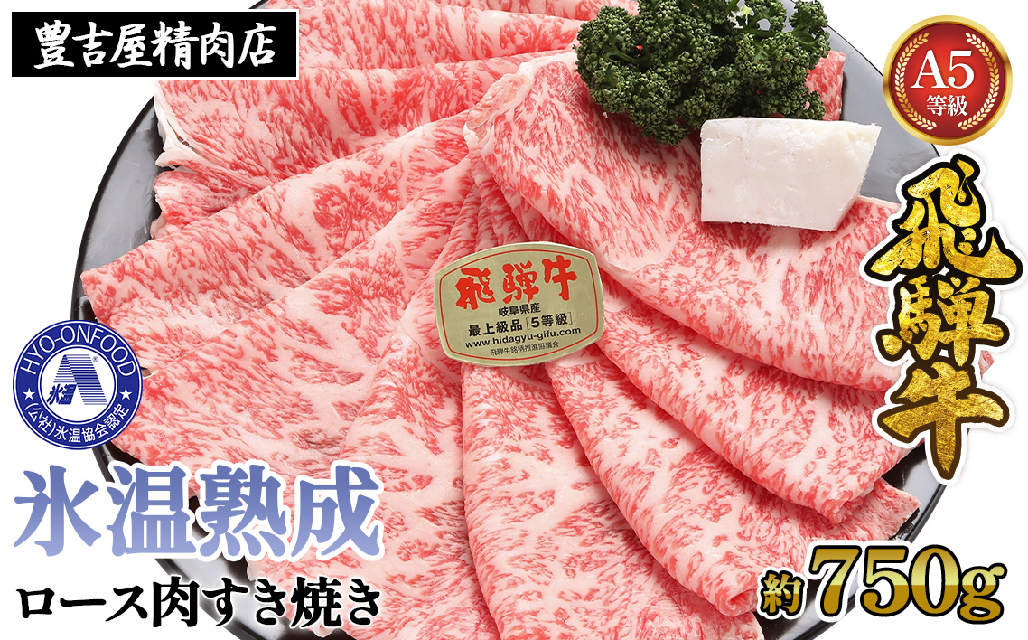 氷温(R)熟成　飛騨牛Ａ５等級ロース肉すき焼き 約750g プロトン凍結 [No.088]