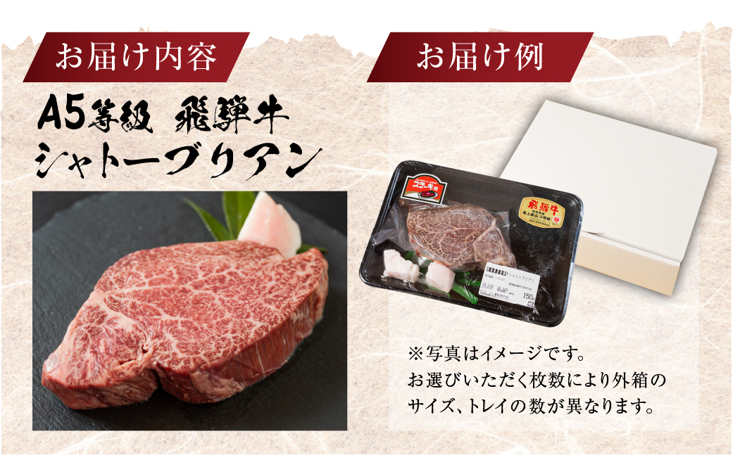 【2026年2月発送】[A5等級] 飛騨牛 シャトーブリアンステーキ 3枚 |牛肉 肉 和牛 国産牛 牛肉 肉 ステーキ ヒレ ヒレステーキ 冷凍 岐阜 本巣市 トキノ屋 食品