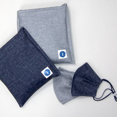 高機能デニム柄マスク(2枚)&高機能素材折りたたみデニム柄エコバッグ(1個)　Aセット【1215942】
