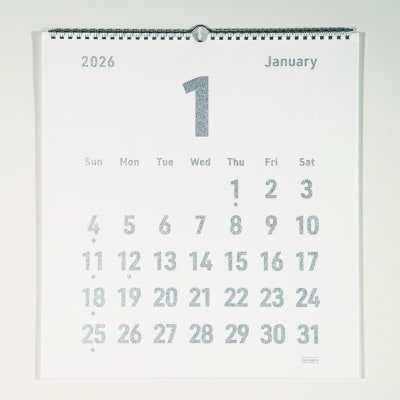 美濃和紙を使ったシルクスクリーン印刷オリジナル壁掛けカレンダー【シルバー×純白】【1703798】