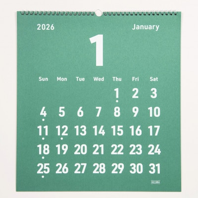 美濃和紙を使ったシルクスクリーン印刷オリジナル壁掛けカレンダー【白×あいいろ】【1703808】