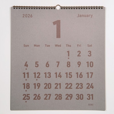 美濃和紙を使ったシルクスクリーン印刷オリジナル壁掛けカレンダー【透明×つるばみ】【1703803】