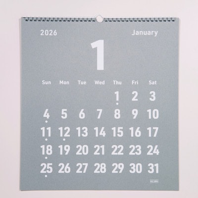 美濃和紙を使ったシルクスクリーン印刷オリジナル壁掛けカレンダー【白×ぎんねず】【1703806】