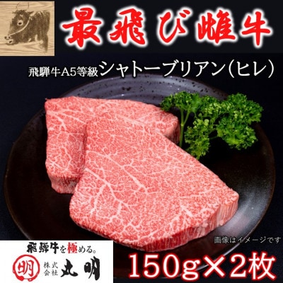 【最飛び雌牛】飛騨牛A5等級シャトーブリアン(ヒレ)150g　2枚【配送不可地域：離島】【1520148】