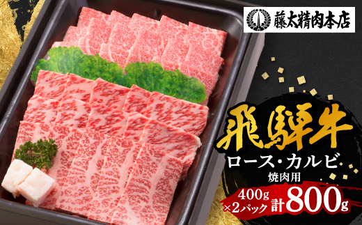 【飛騨牛】肉厚ロースと霜降りカルビの詰め合わせ 焼肉用 計800g 岐阜県産 黒毛和牛【配送不可地域：離島】【1046752】