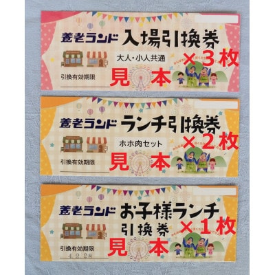 養老ランド　ランチ付入場券　入場券大人子供共通3枚ランチ券大人2名子供1名乗り物券(2,200円分)【1291226】