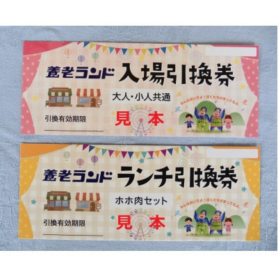 養老ランド ランチ付き入場券　入場券大人子供共通1枚　ランチ券大人1名　乗り物券(1,100円分)【1291224】