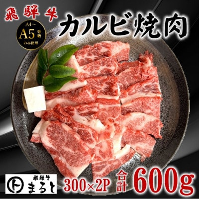 【飛騨牛】カルビ焼肉用 計600g(牛脂付き)【配送不可地域：離島】【1745861】