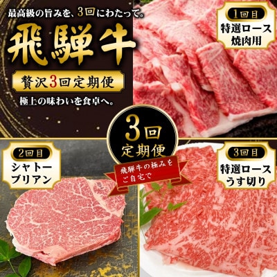【3ヵ月毎定期便】特選ロース(焼肉・うす切り)とシャトーブリアン全3回【配送不可地域：離島】【4088142】