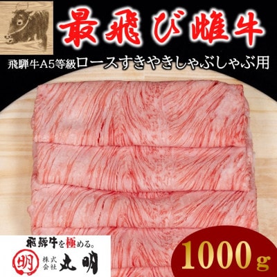 【最飛び雌牛】飛騨牛A5等級ロースすきやきしゃぶしゃぶ用　1000g【配送不可地域：離島】【1520152】