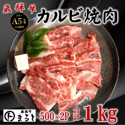 飛騨牛カルビ焼肉用 計1000g(500g×2パック)　小分け　牛脂付き【配送不可地域：離島】【1745858】