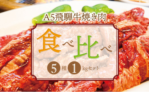 A5飛騨牛焼き肉食べ比べ5種1kgセット 2025/9/19～