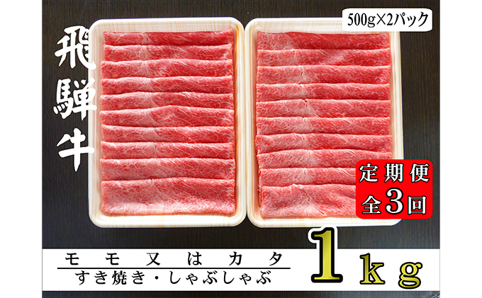 【3ヶ月定期便】A5ランク飛騨牛赤身肉スライス1kg（モモ又はカタ）