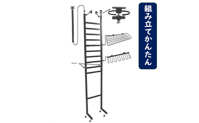 野球道具突っ張りラック 黒 バットスタンド ソフトボール 国産