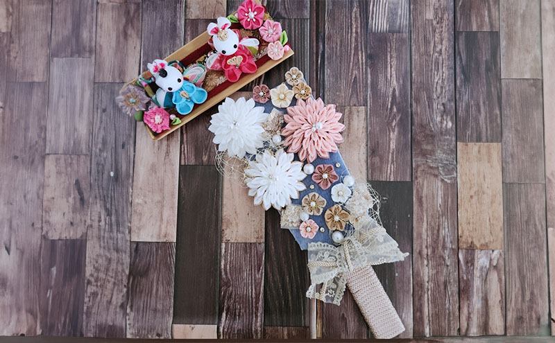 羽子板 つまみ細工 伝統工芸 手作り 羽子板飾り 和風 アンティーク風