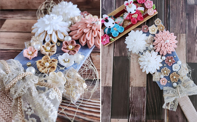 羽子板 つまみ細工 伝統工芸 手作り 羽子板飾り 和風 アンティーク風