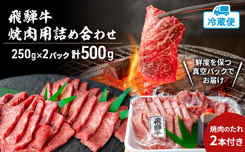 飛騨牛 焼肉用 約500g（約250g×2パック） A4～A5等級使用 焼肉 肉 牛 牛肉 お肉 国産 和牛 国産牛 BBQ お取り寄せ 冷蔵 送料無料 焼肉マルイ 岐阜県 安八町