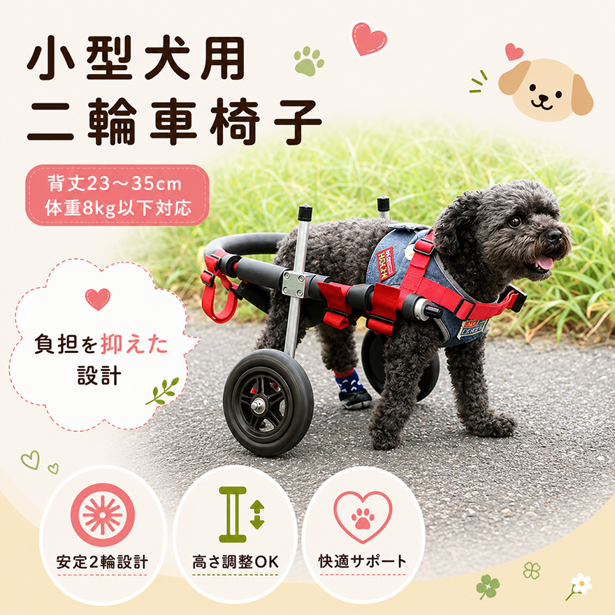 小型犬用二輪車椅子（背丈23～35cm　体重8キロ以下） 【!寄附前に事業者へ相談必要!】 雑貨 日用品