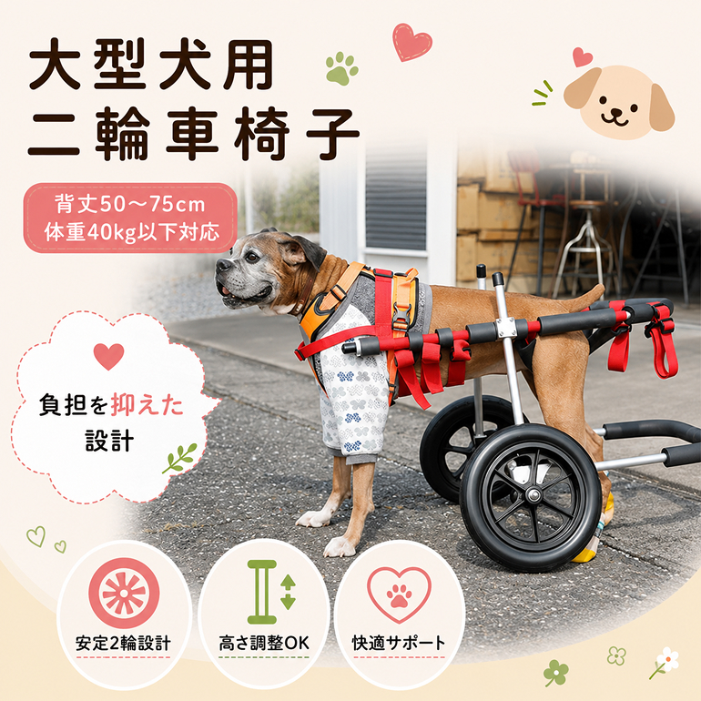 大型犬用二輪車椅子（背丈50～75cm　体重40キロ以下） 【!寄附前に事業者へ相談必要!】 雑貨 日用品