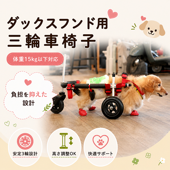 ダックスフンド用三輪車椅子（体重15キロ以下） 【!寄附前に事業者へ相談必要!】 雑貨 日用品