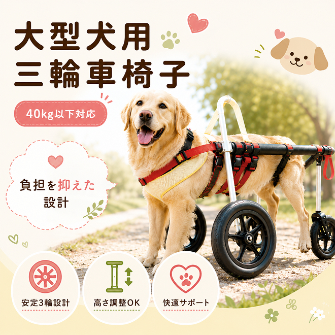 大型犬用三輪車椅子（背丈50～75cm　体重40キロ以下） 【!寄附前に事業者へ相談必要!】 雑貨 日用品