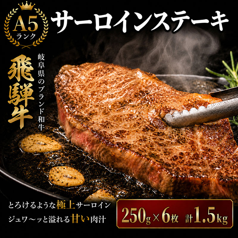 ふるさと納税　飛騨牛 牛肉 ステーキ サーロイン 250g×6枚 計1.5kg A5 和牛
