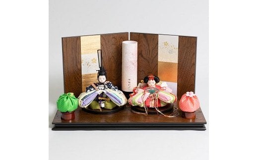 伝統工芸士 蘇童のひな人形『手まり雛 ころろ』紺桜　コンパクト親王飾り