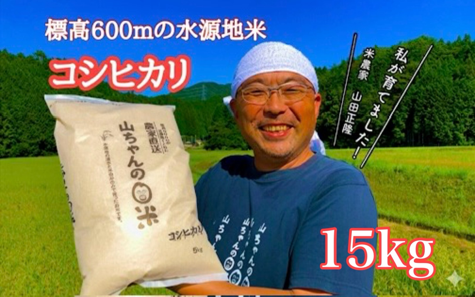 令和7年度産 農家直送「山ちゃんのお米」コシヒカリ15kg