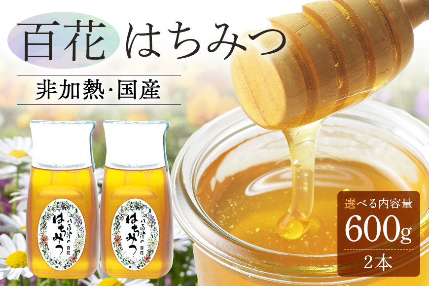 使いやすいプラ容器入り 非加熱生はちみつ 百花 300g 2本 純粋生はちみつ