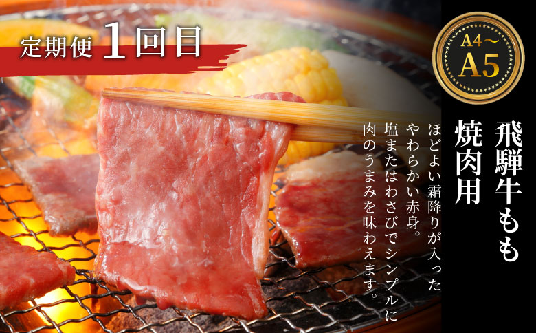 飛騨牛 定期便 全6回 約2kg 2人前 すき焼き しゃぶしゃぶ ステーキ 焼肉 BBQ ロース カタロース ロースステーキ モモ カタ 贅沢 贈り物 6ヶ月 定期 おすすめ 選べる 人気 飛騨 ブランド牛 肉のひぐち