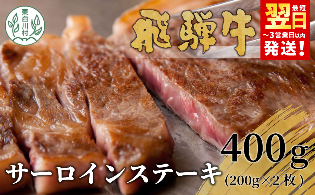 飛騨牛 サーロインステーキ 400g 200g×2枚 牛肉 和牛 肉 ステーキ 東白川村 岐阜 贅沢 霜降り 養老ミート 25000円