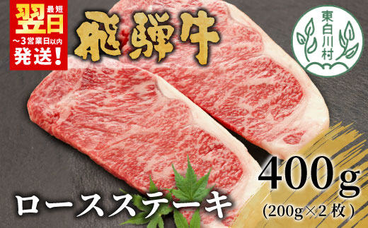 飛騨牛 ロースステーキ 400g 200g×2枚 牛肉 和牛 肉 ステーキ 東白川村 岐阜 贅沢 霜降り 養老ミート