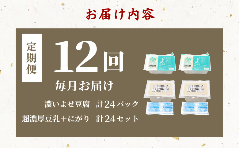【12回定期便】 濃いよせ豆腐2個＆豆乳セット (にがり付き) 2セット ヤマサ食品 豆腐のヤマサ 東白川村 名物 お土産 寄せ豆腐 豆乳 にがり 無調整 無調整豆乳 手作り 濃厚 超濃厚 豆 大豆 お取り寄せ ギフト 贈答 贈り物 冷蔵