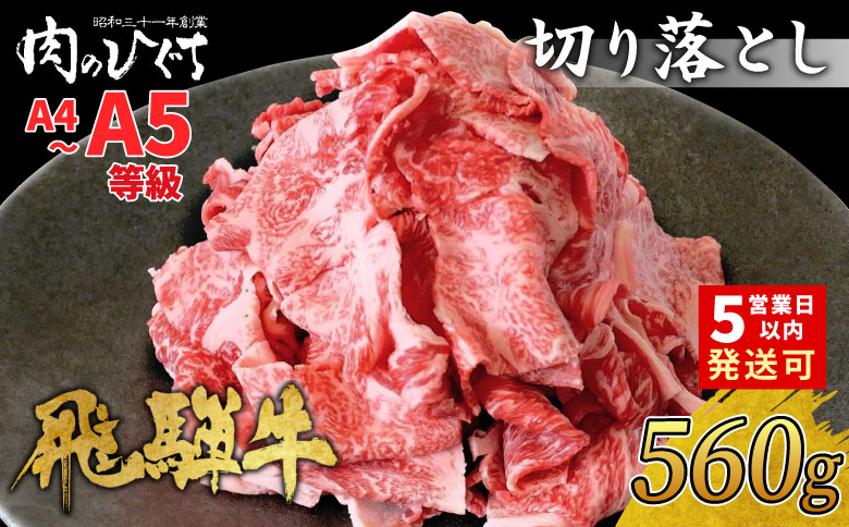 【最速発送】 飛騨牛 切り落とし 560g A5 A4 国産 牛 冷凍 お試し 和牛 牛肉 切落し 切り落し 薄切り 訳あり 牛丼 すき焼き しゃぶしゃぶ 東白川村 岐阜 飛騨 贅沢 霜降り ロース バラ もも ウデ 肉のひぐち